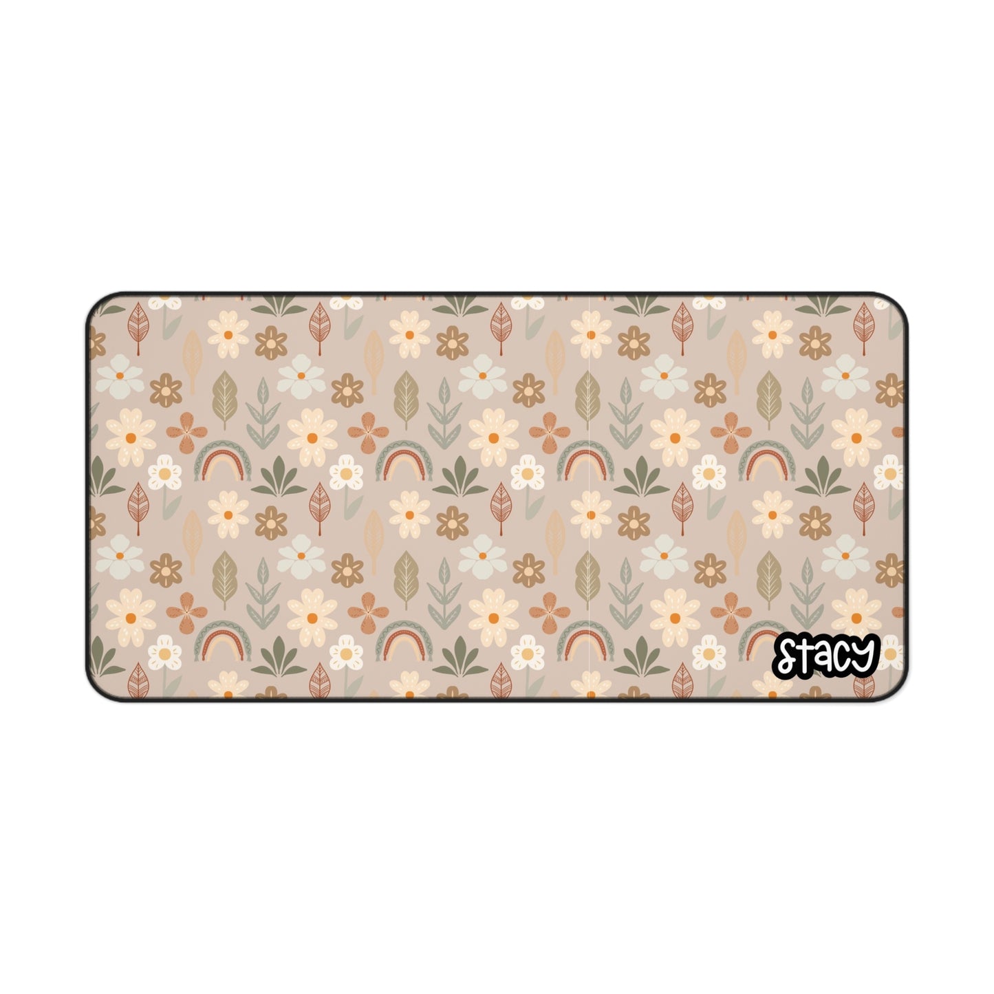 Boho Chic Desk Mat, Boho Daisy Desk Mat, Floral Desk Mat with Personalization | Boho Office Decor, Gamer Mouse Pad, Unique Gift, Workspace Accessories, Custom Desk Pad