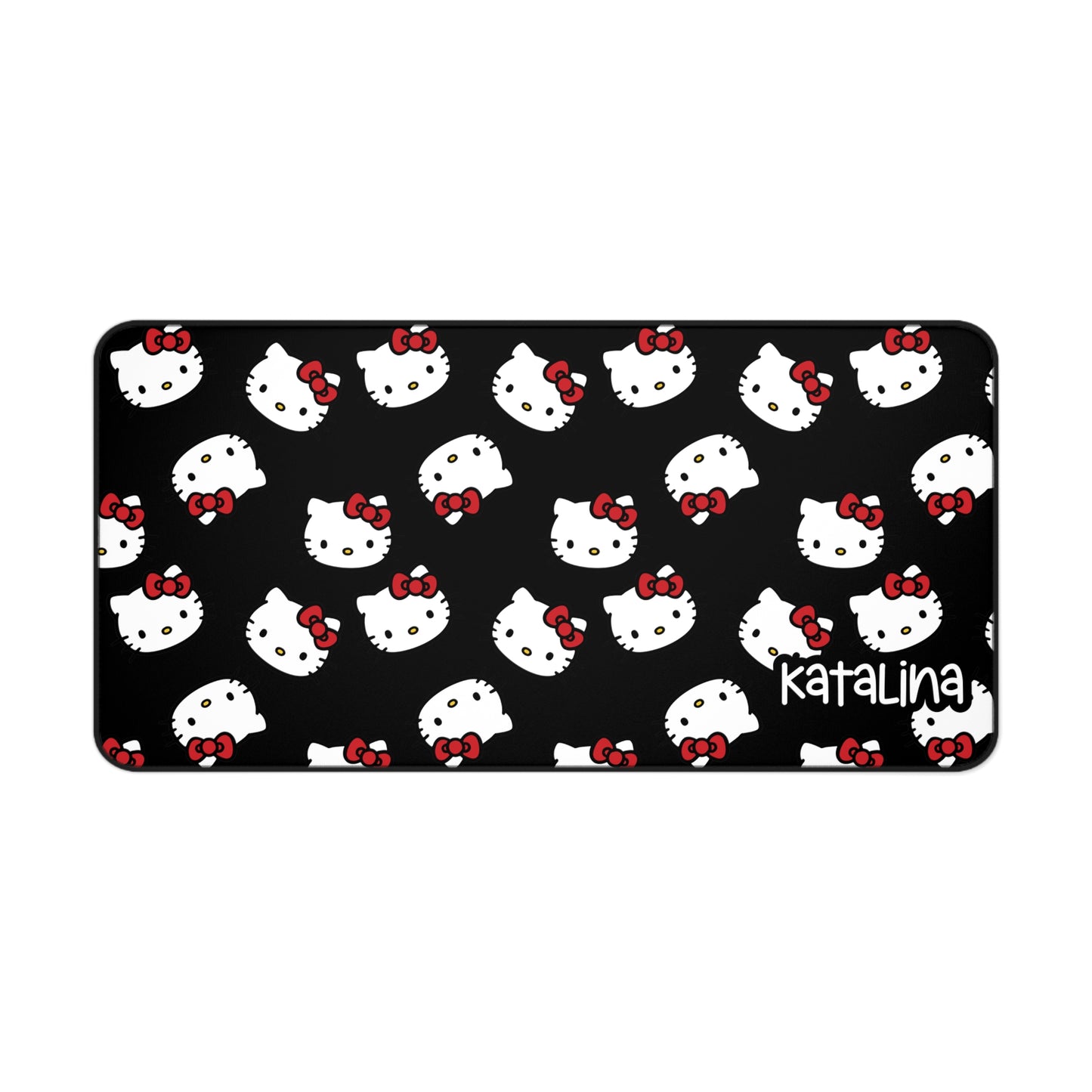 Personalized Hello Kitty Desk Mat Black | Cute Desk Pads