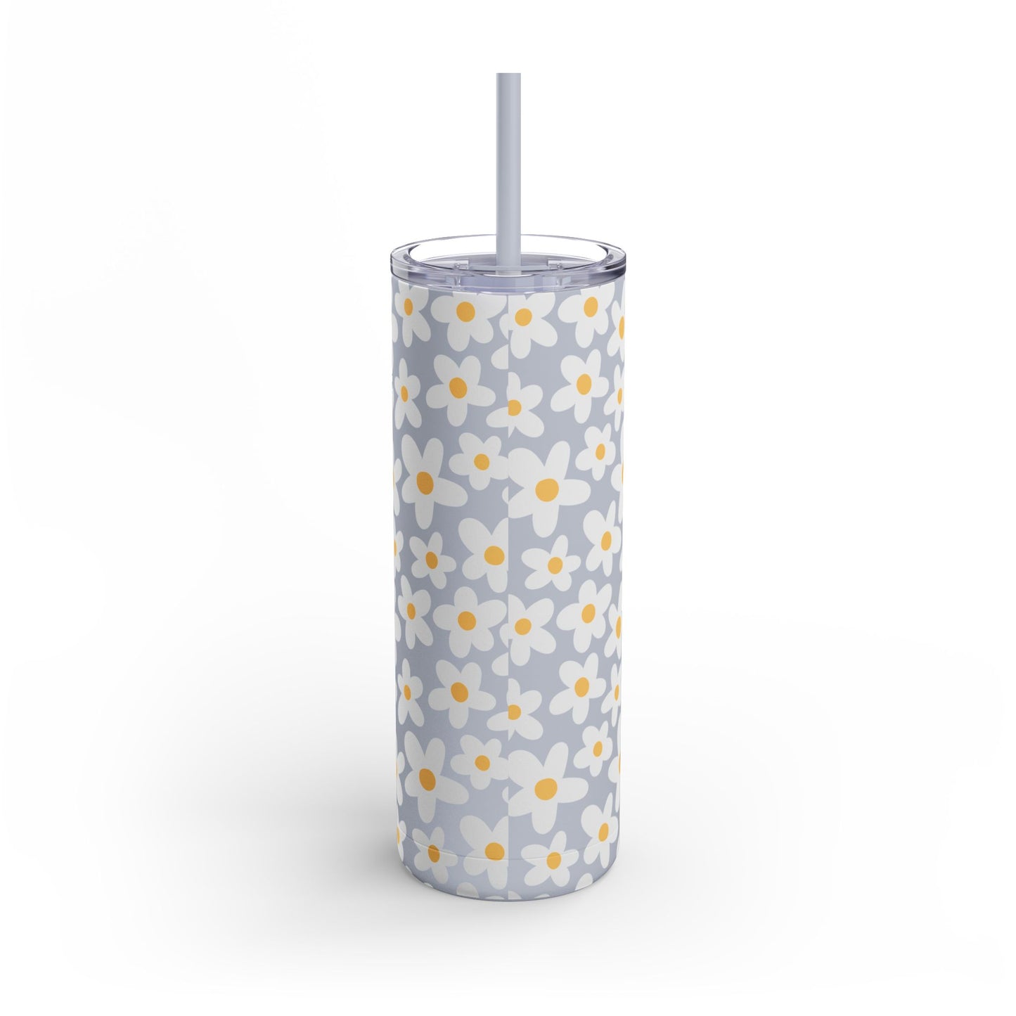Personalized Retro Flowers Skinny Matte Tumbler, 20oz