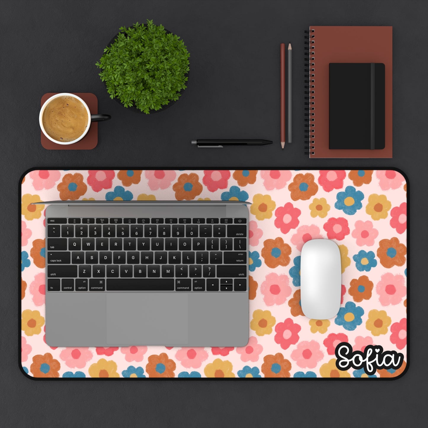 Boho Daisy Desk Mat - Cute Desk Accessory, Office Décor, Personalized Gift, Study Space, Computer Mat