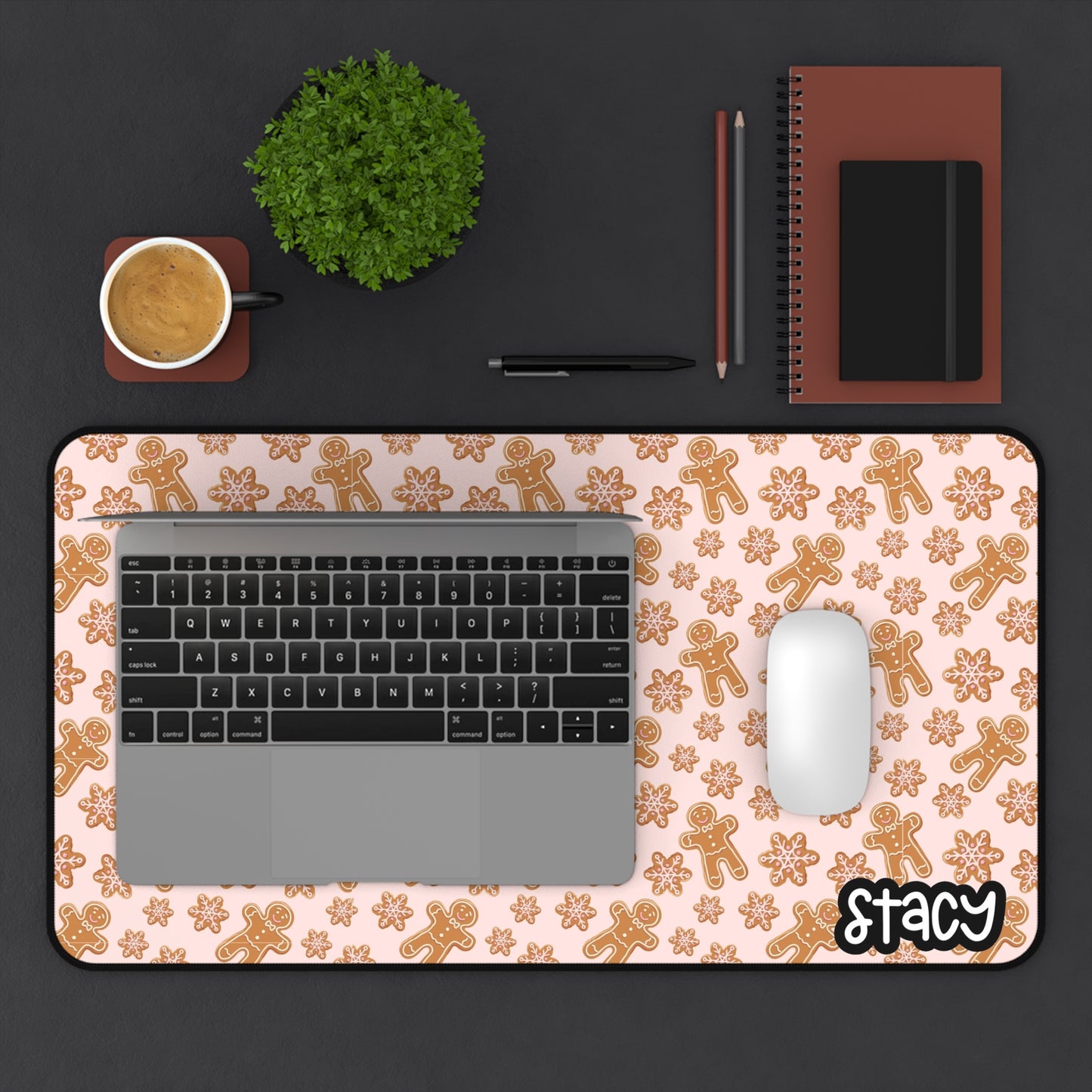 Pink Gingerbread Desk Mat