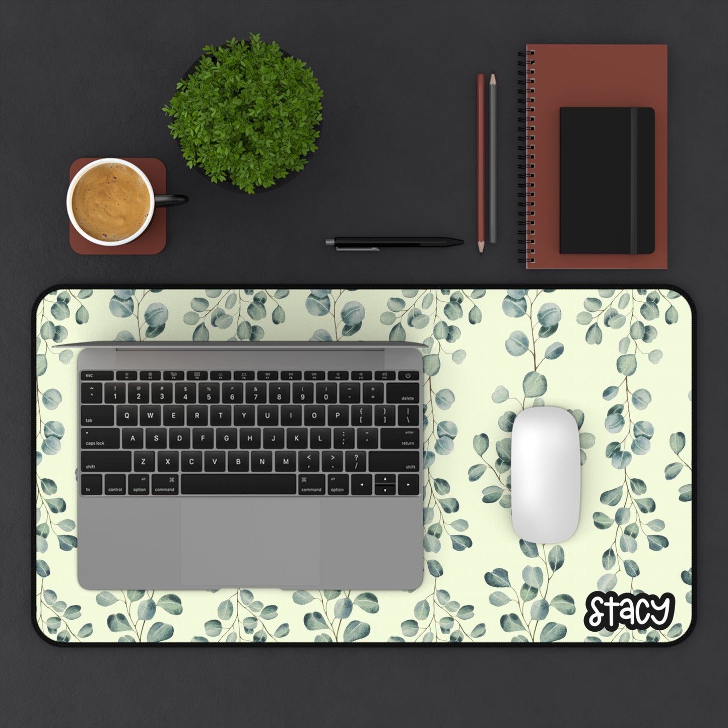Eucalyptus Leaves Desk Mat, Elegant Botanical Desk Mat, Home Office Decor, Work From Home Essentials, Teacher Gift, Functional Desk Accessories, Greenery Design