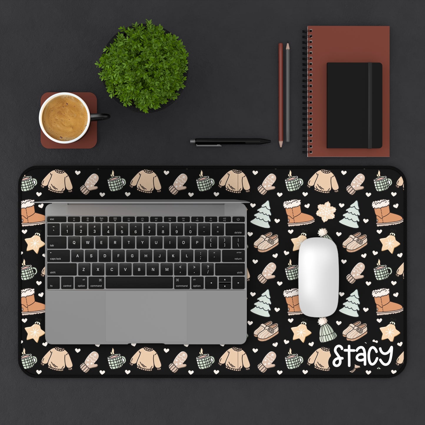 Cozy Vibes Desk Mat | Sweater Weather Desk Mat (black)