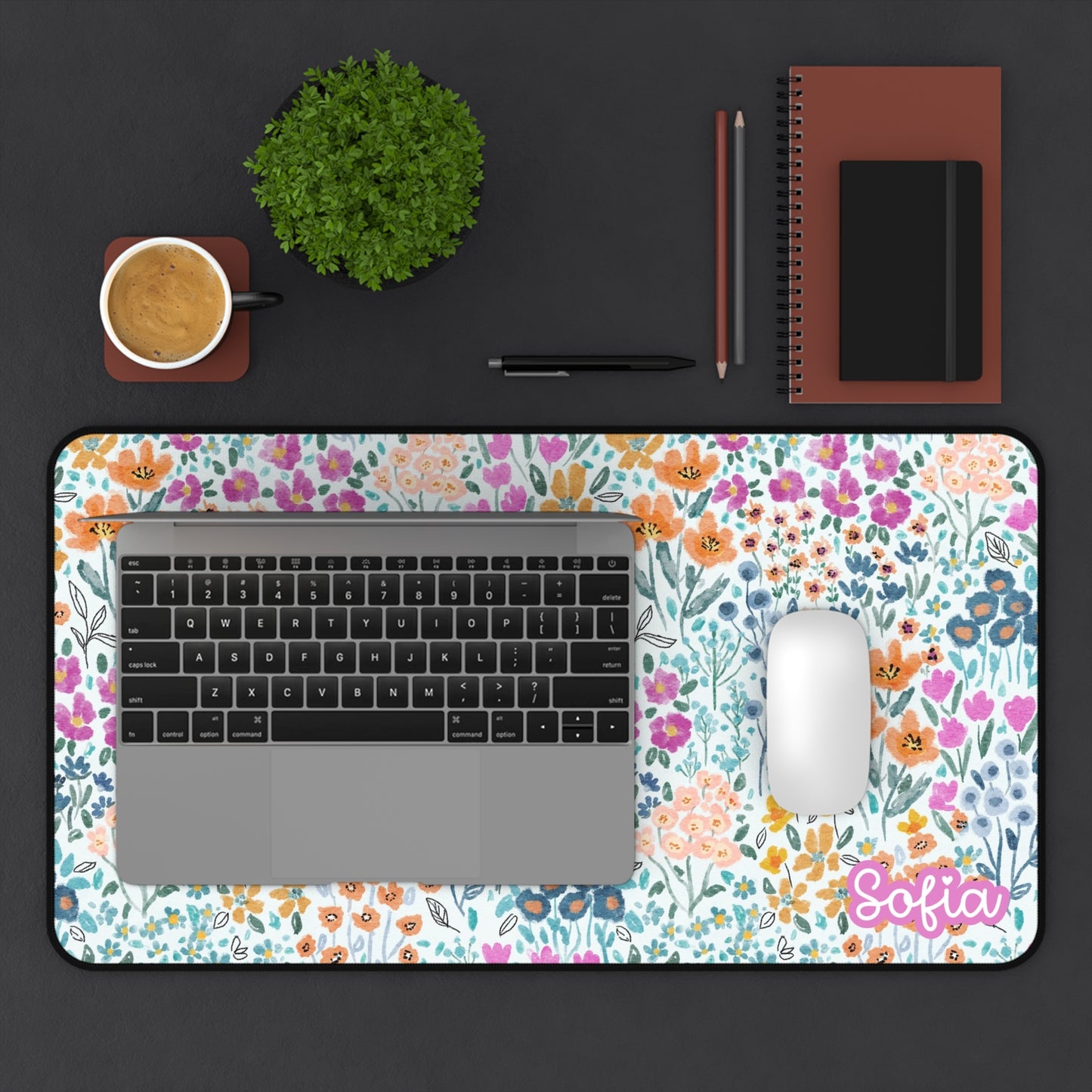 Floral Personalized Desk Mat, Office Decor, Customized Mouse Pad, Gift for Her, Beautiful Workspace Accessory, Computer Stationery