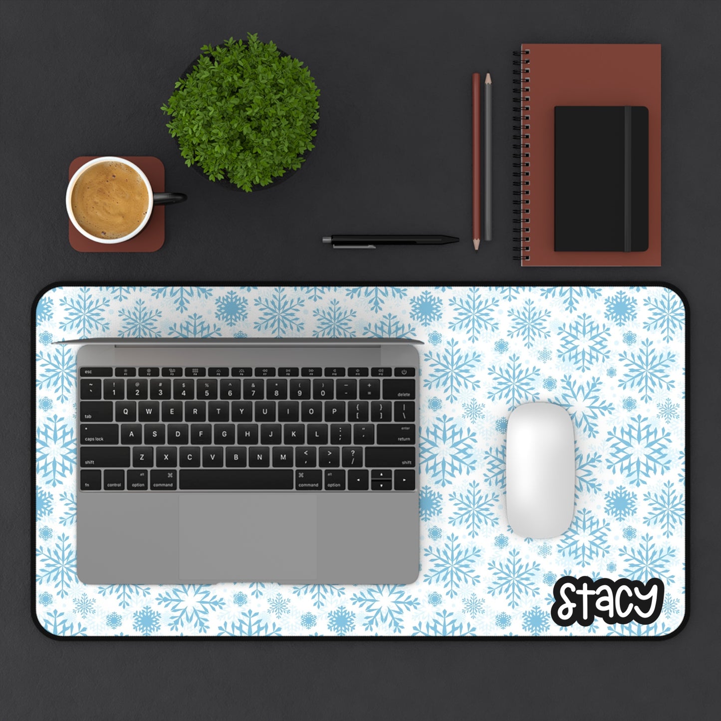 Snowflake Desk Mat for Winter Office Decor