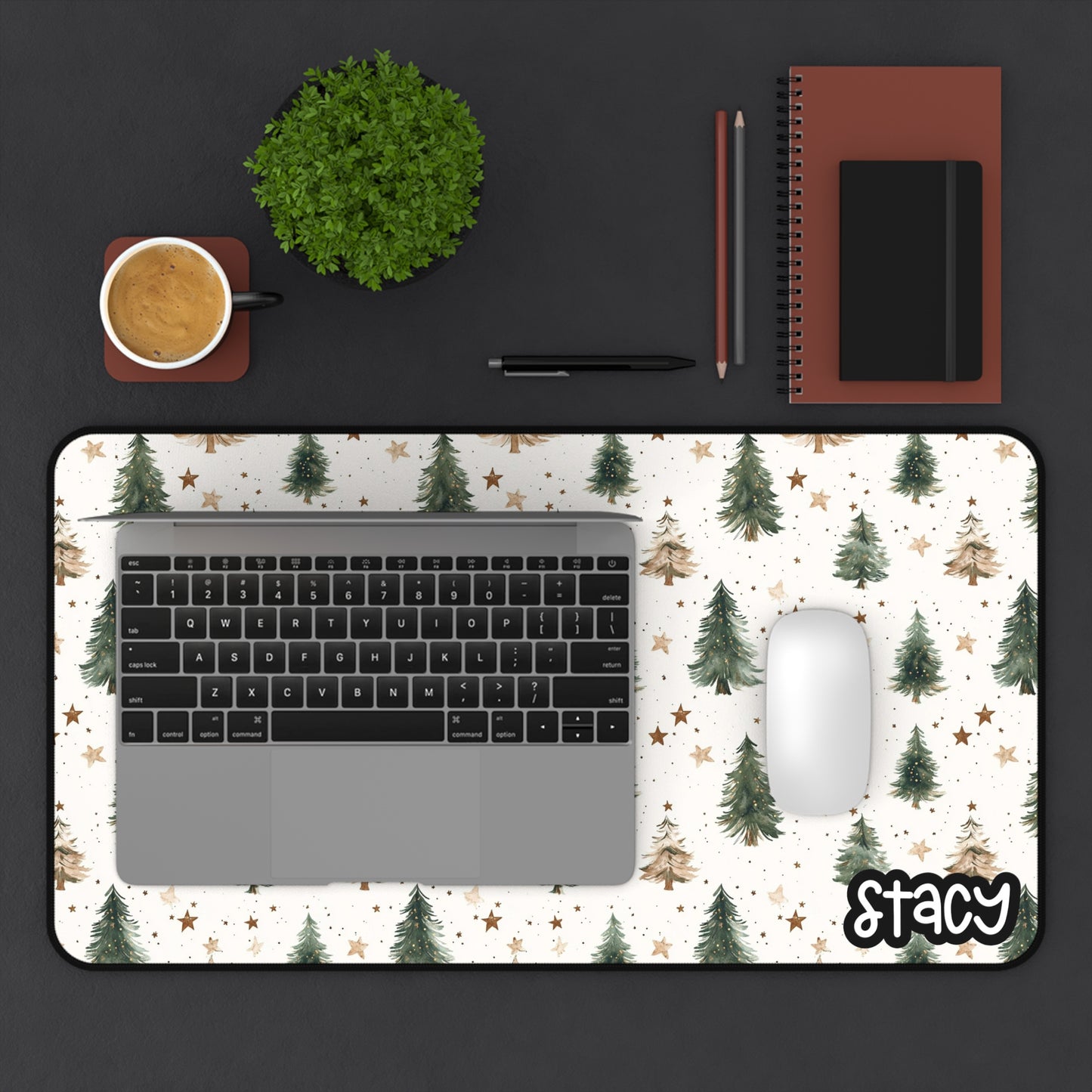White Christmas Desk Mat