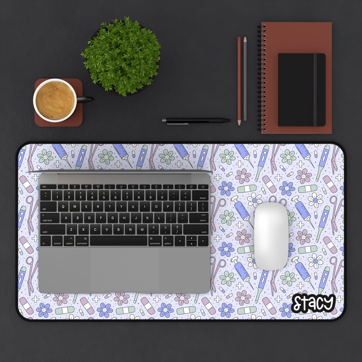 Cute Nurse Themed Desk Mat (purple), Nurse Mouse Pad, Doctor Themed Desk Mat, Doctor Mouse Pad, Office Decor, Gamer Mouse Pad, Gift for Her, Nurse Supplies, Nurse Gift Idea
