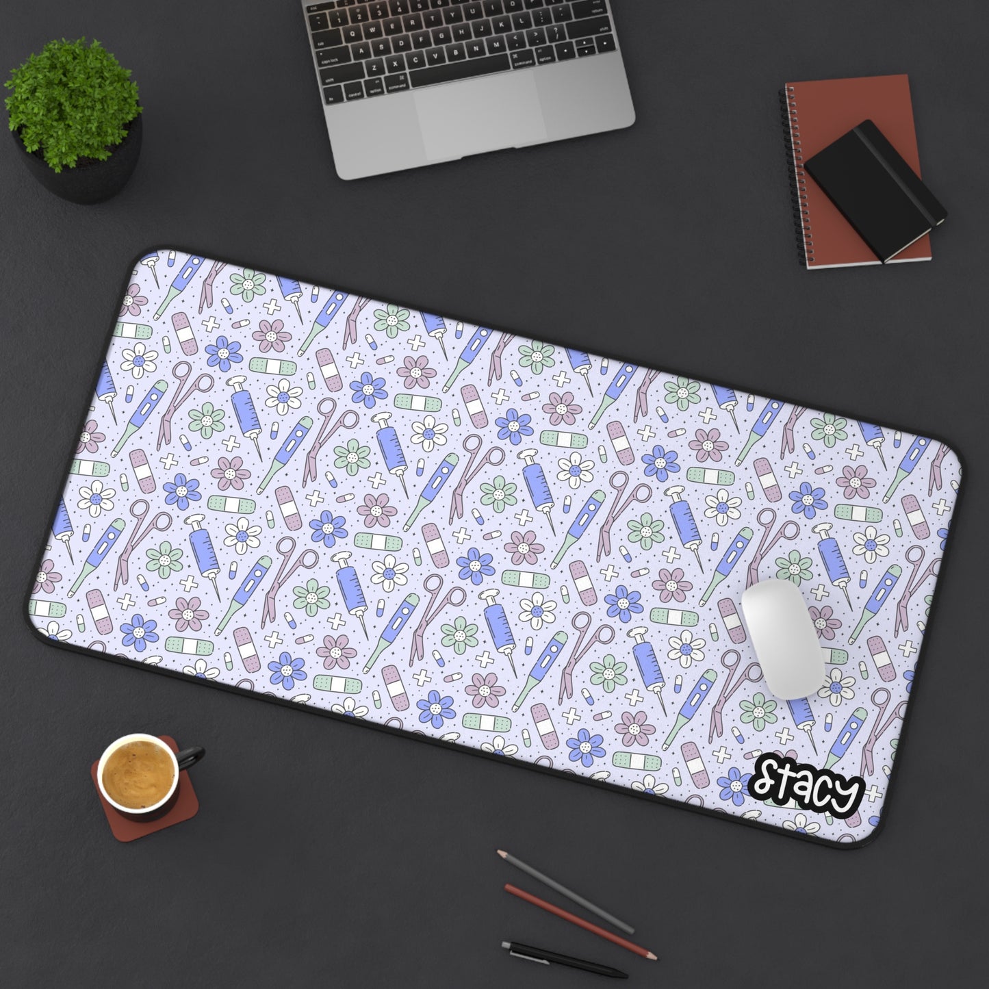 Cute Nurse Themed Desk Mat (purple), Nurse Mouse Pad, Doctor Themed Desk Mat, Doctor Mouse Pad, Office Decor, Gamer Mouse Pad, Gift for Her, Nurse Supplies, Nurse Gift Idea