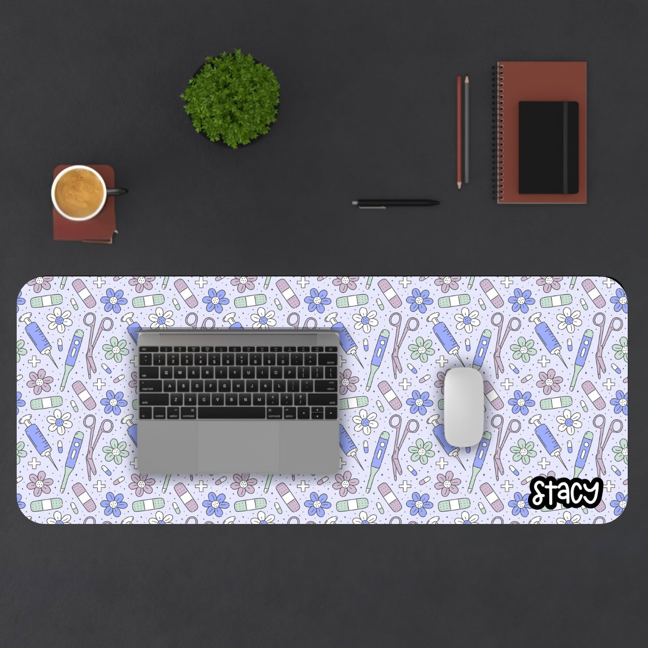 Cute Nurse Themed Desk Mat (purple), Nurse Mouse Pad, Doctor Themed Desk Mat, Doctor Mouse Pad, Office Decor, Gamer Mouse Pad, Gift for Her, Nurse Supplies, Nurse Gift Idea