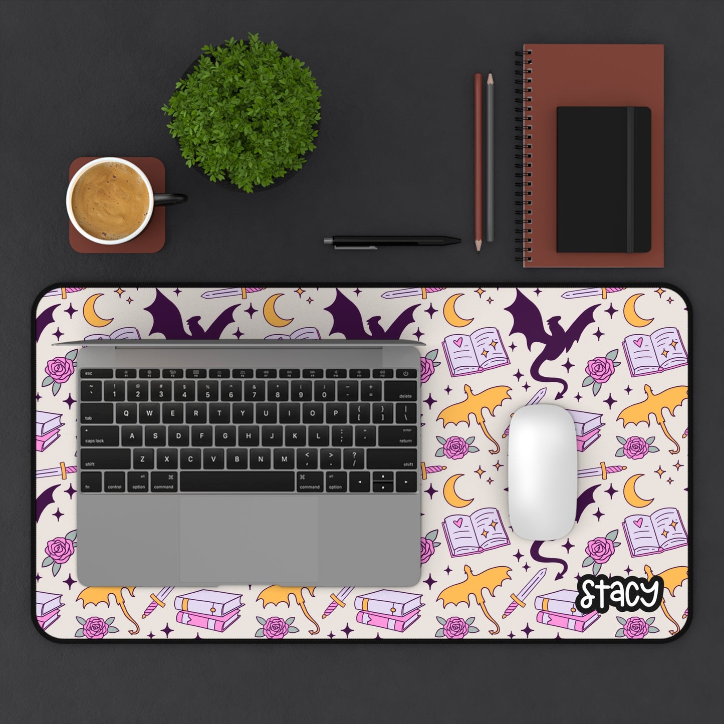 Fantasy Desk Mat (beige), Romantasy Desk Mat, Bookish Desk Mat, Bookish Mouse Pad