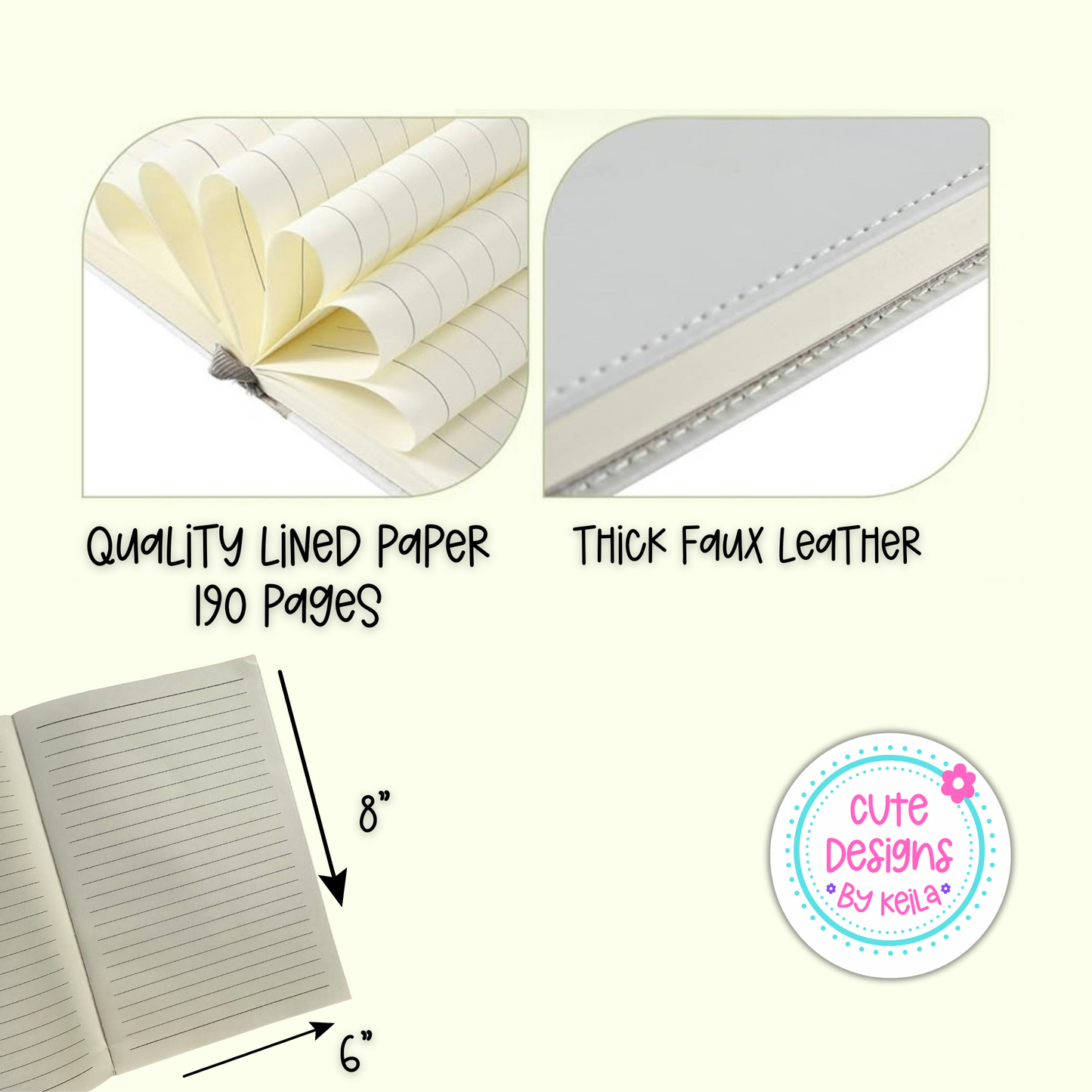 Add this Cute Faux Leather Journal to Your Desk Mat Order to Match Your Desk Mat Design| Ruled Line |190 pages