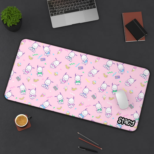 Cute Pochacco Desk Mat (pink), Cute Desk Mat for Gamers, Office Decor, Gift for Students, Work from Home Essential, Kawaii Mouse Pad