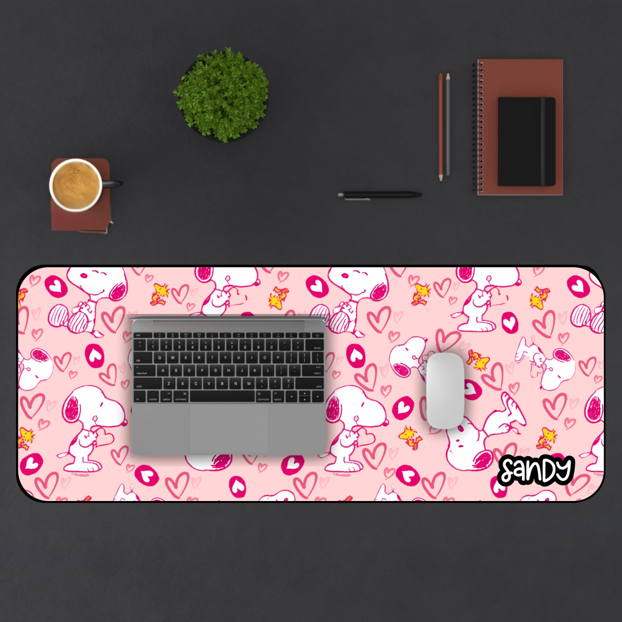Cute Snoopy Desk Mat (pink), Office Decor, Gift for Dog Lovers, Cute Mouse Pad, Valentine’s Day Gift, Cartoon Desk Accessory