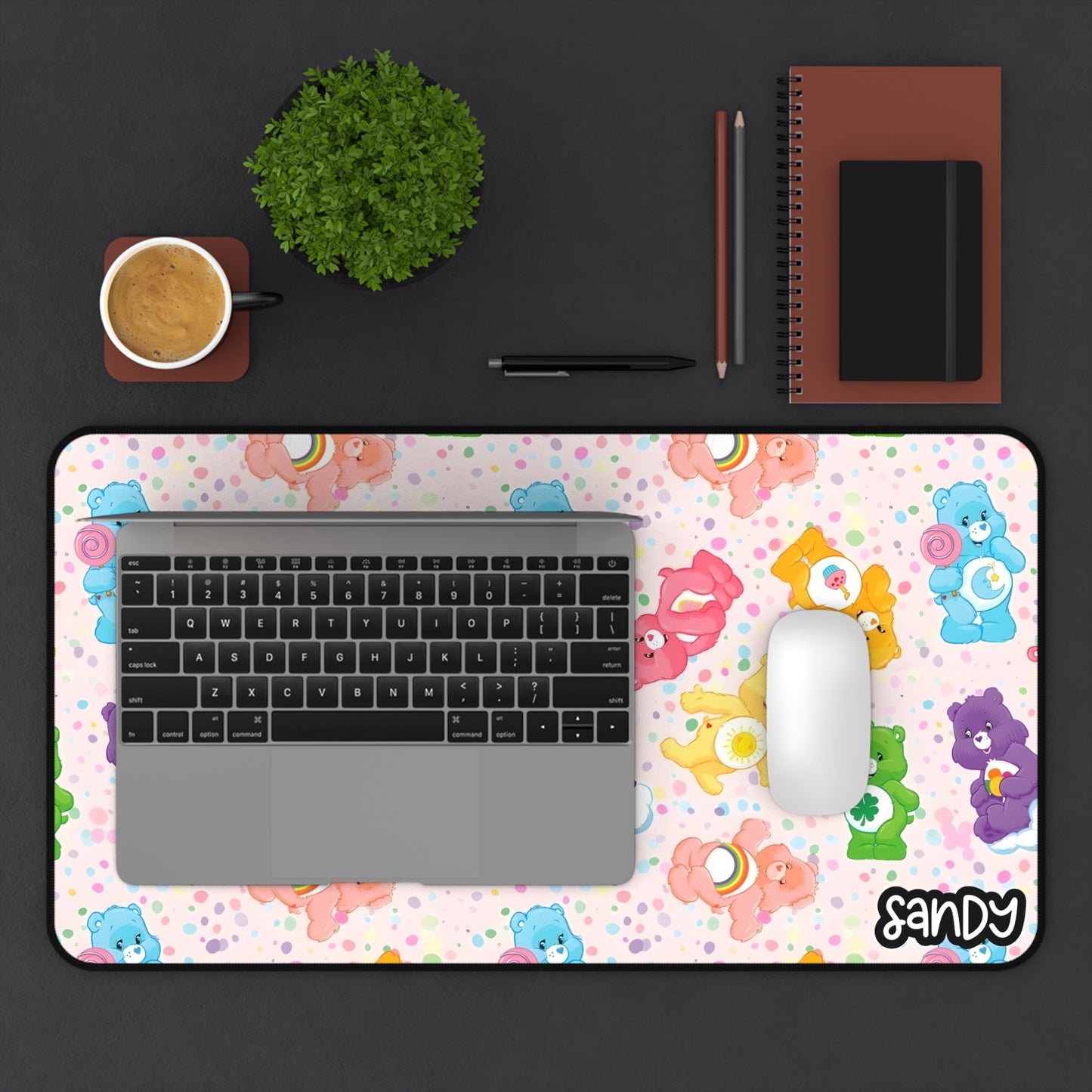 Care Bears Pattern Desk Mat — Cute Pastel Gaming & Work Mousepad