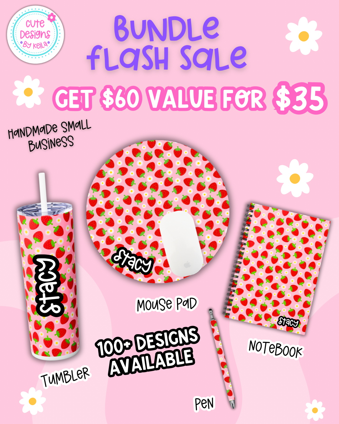 Matching mousepad, notebook, pen and 20oz Tumbler - Personalization option available!