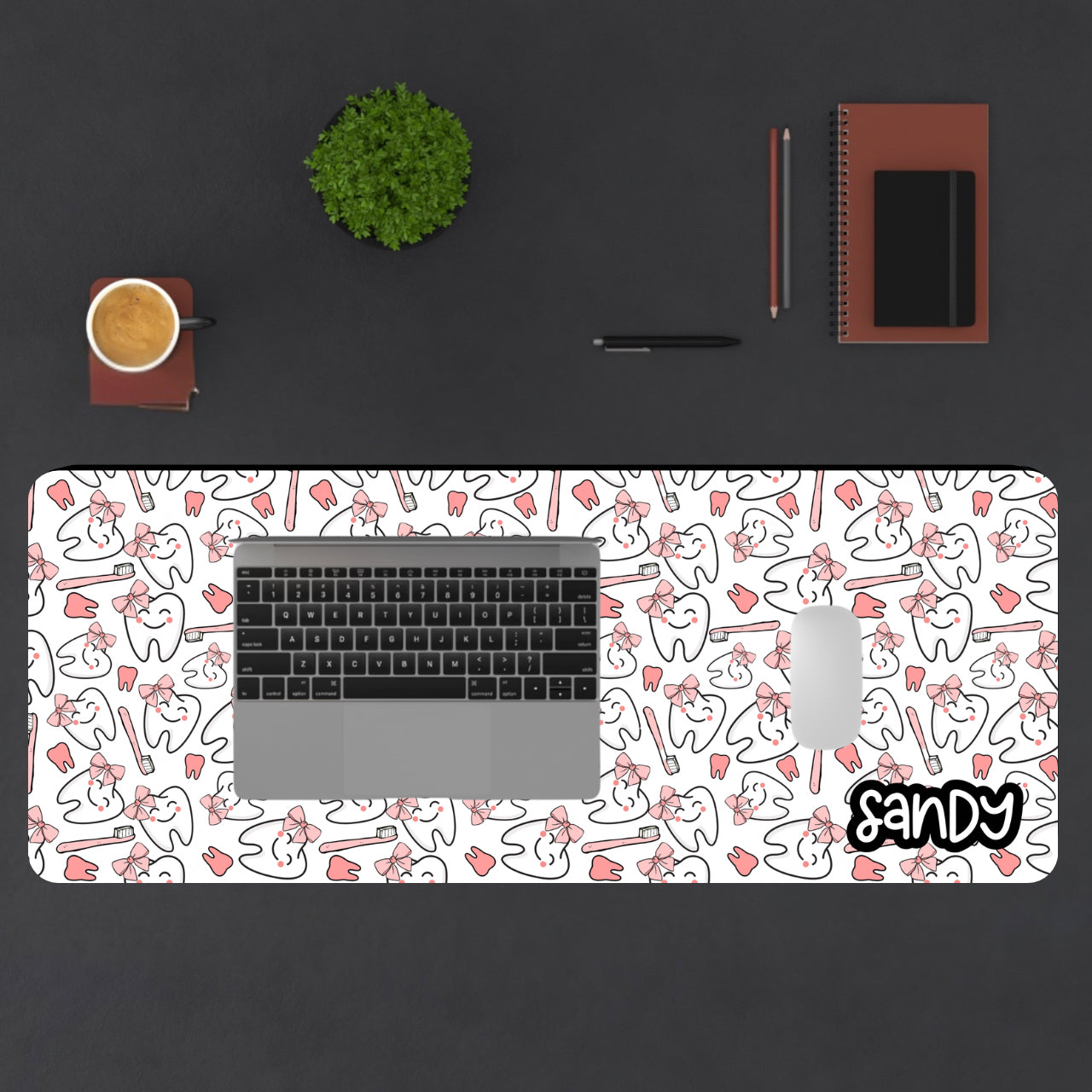 Cute Dentist Themed Desk Mat | Cute Tooth Pattern Desk Mat | Personalized Dental Mousepad
