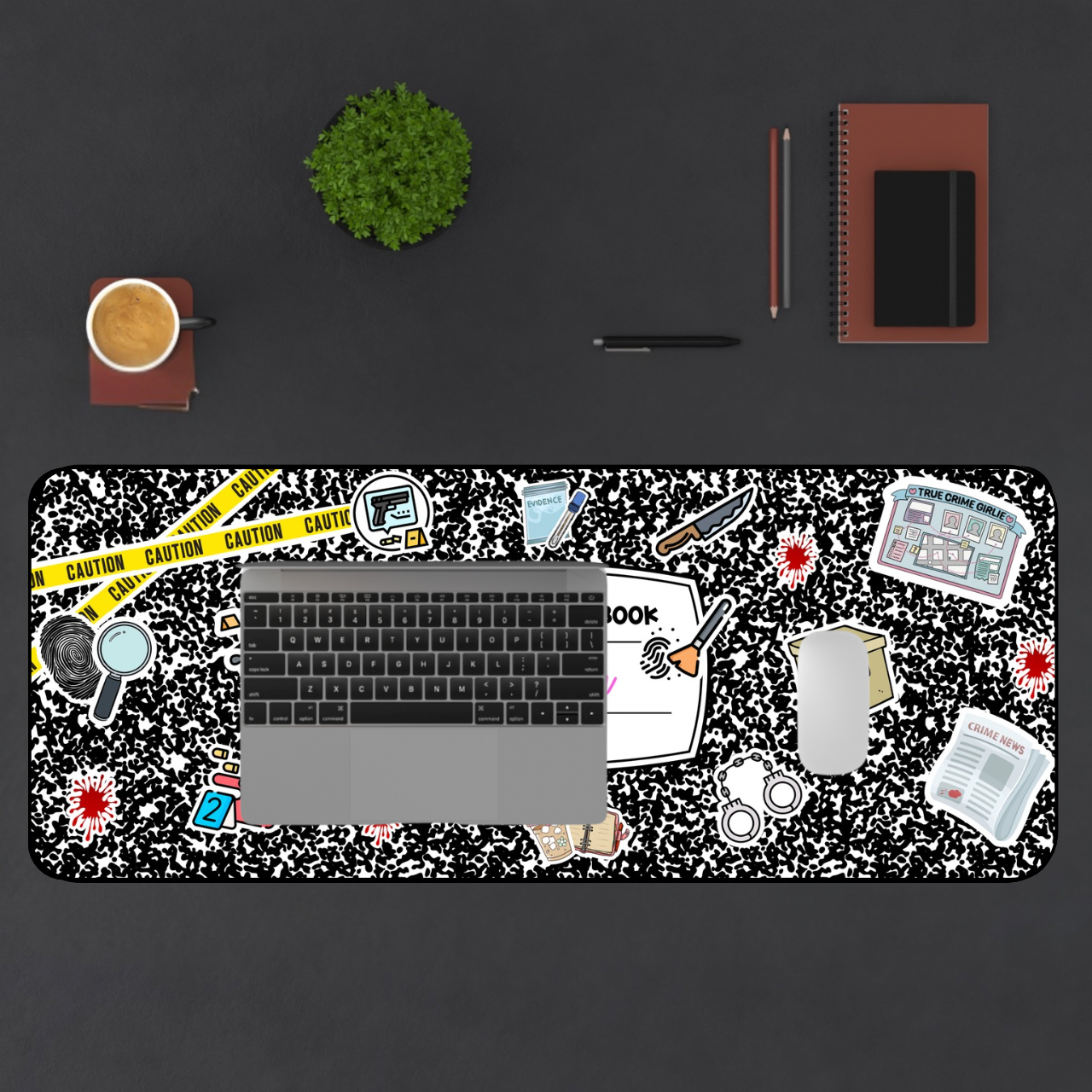 Personalized True Crime Desk Mat — Crime Scene Mouse Pad