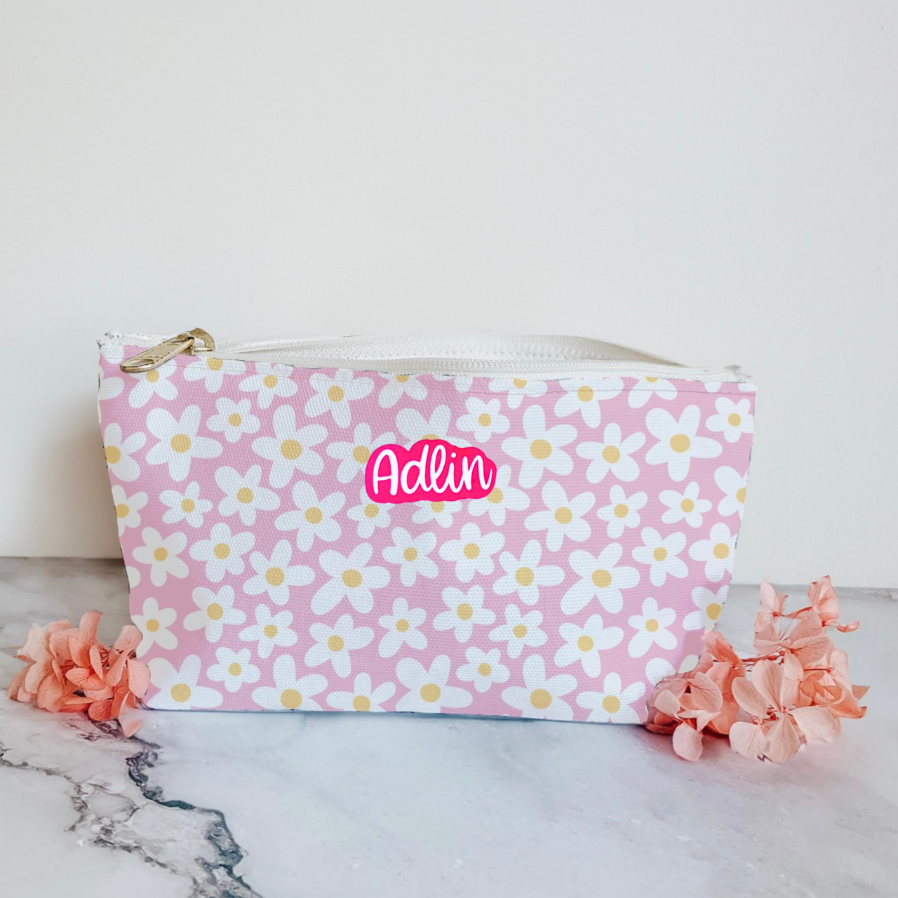 Personalized Retro Floral Pouch | Floral Accesories Bag