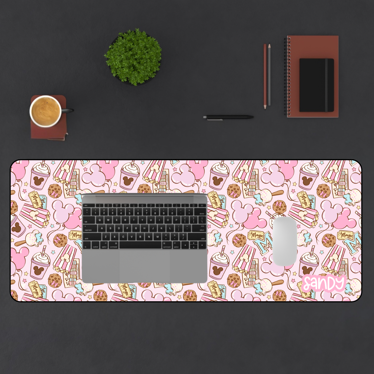 Pink Magical World Snack Pattern Desk Mat — Cute Magical World Mousepad
