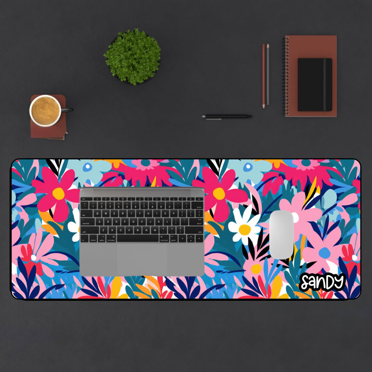 Wild Flowers Desk Mat — Colorful Garden Mouse Pad for Home Office