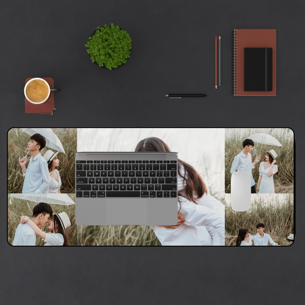 Custom Desk Mat With Personal Photos | Family Portrait Desk Mat | Photo Collage Mousepad