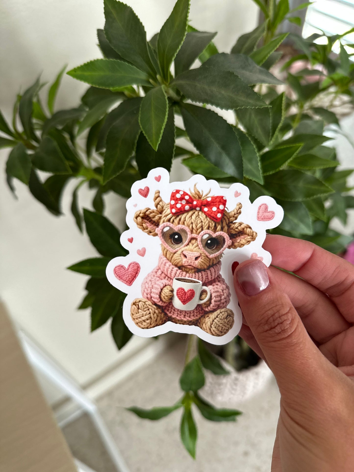 Highland Cow Sticker, Cozy Farm Animal Waterproof Sticker, 3”x3”