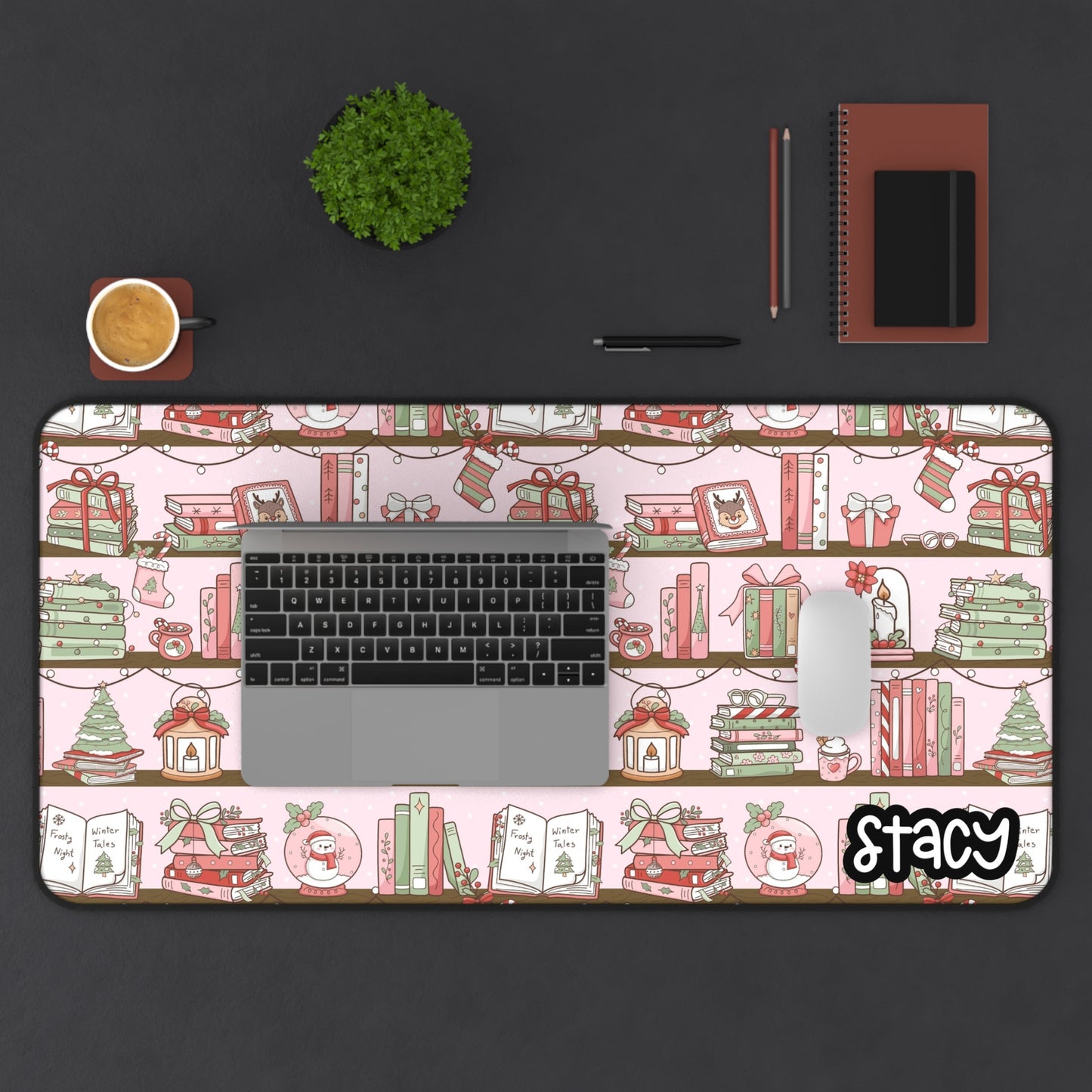 Bookish Christmas Desk Mat
