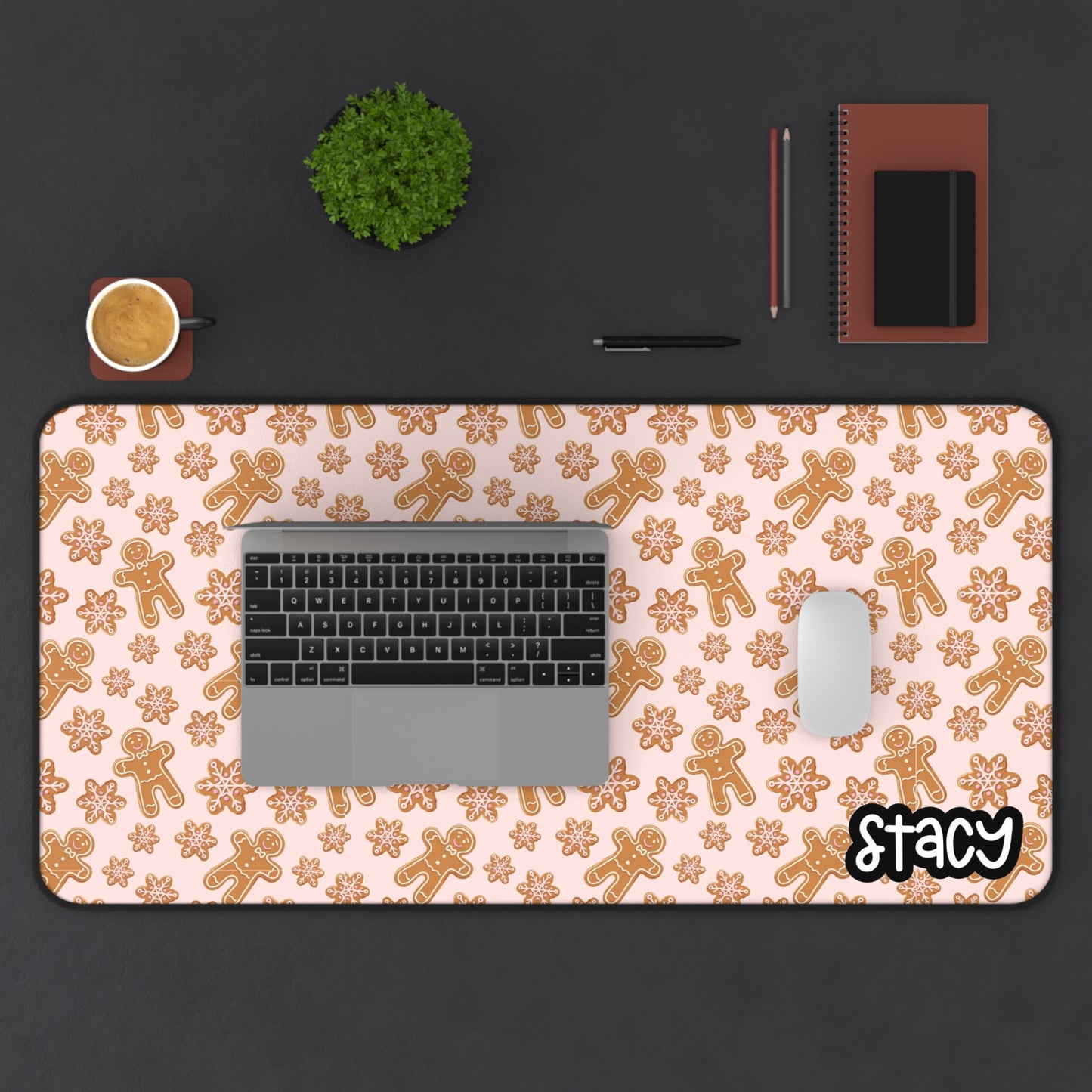 Pink Gingerbread Desk Mat