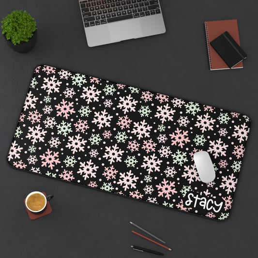 Winter Wonderland Personalized Desk Mat (black background)
