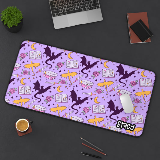 Fantasy Desk Mat (purple), Romantasy Desk Mat, Bookish Desk Mat, Bookish Mouse Pad
