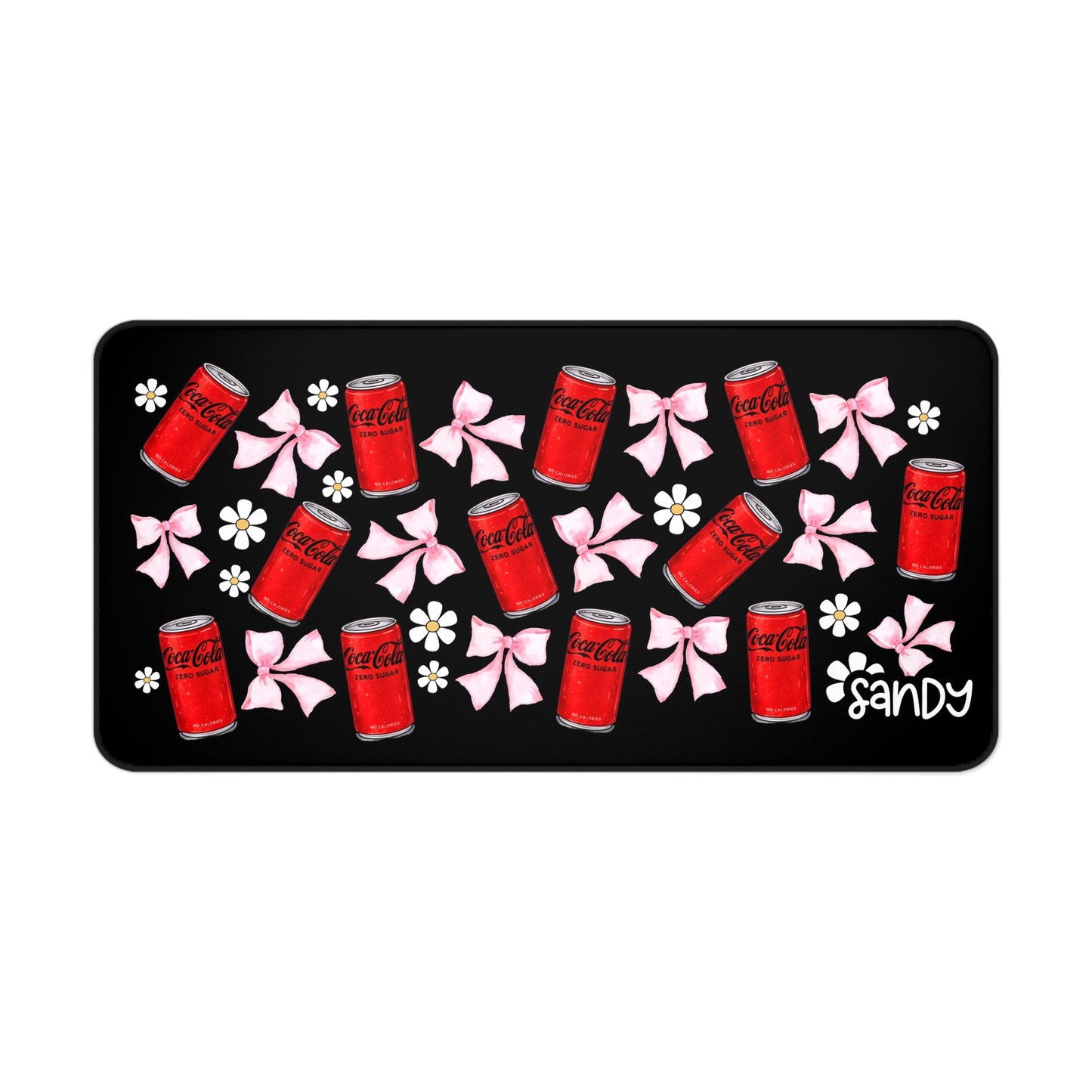 Cola Zero Can & Pink Bow Desk Mat — Cola Zero Personalized Mouse Pad