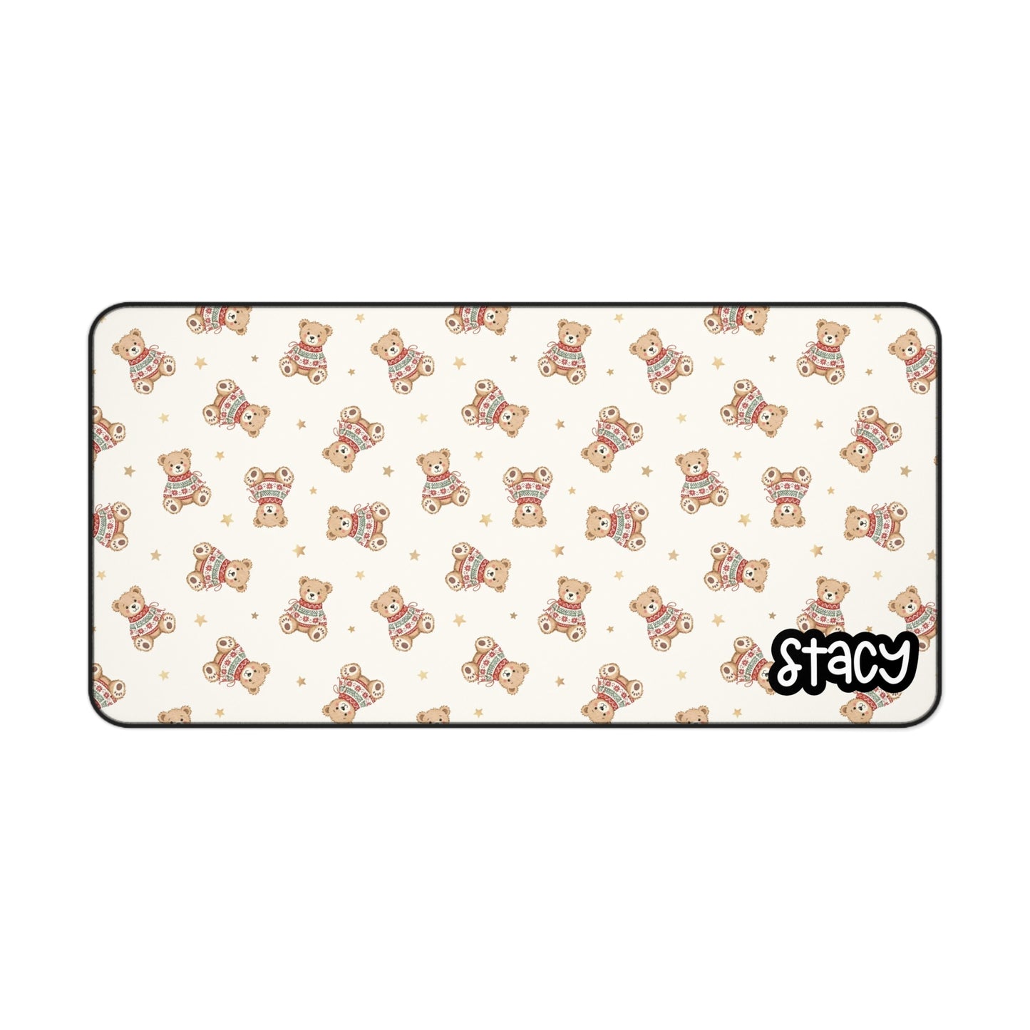 Personalized Holiday Bear Pattern Desk Mat for Cozy Workspaces