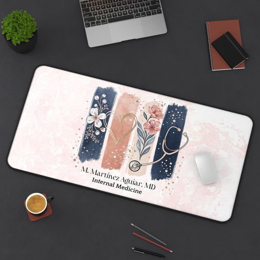 Personalized Floral Desk Mat for Healthcare Professionals, Medical Desk Accessory, Office Decor, Gift for Doctors, Nurses, Medical Staff
