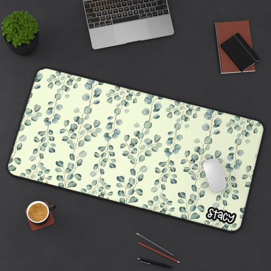 Eucalyptus Leaves Desk Mat, Elegant Botanical Desk Mat, Home Office Decor, Work From Home Essentials, Teacher Gift, Functional Desk Accessories, Greenery Design