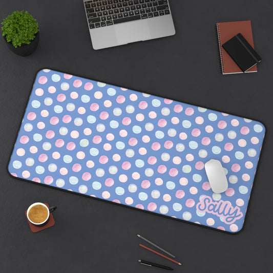 Personalized Polka Dot Desk Mat - Custom Office Decor
