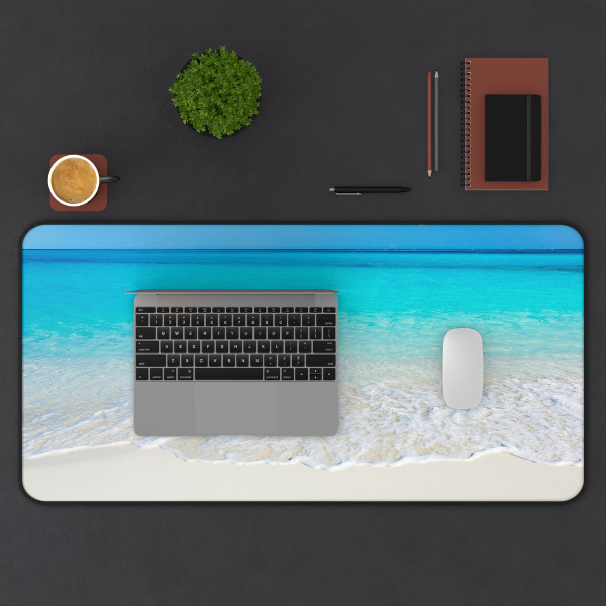 Beach Scene Desk Mat – Tropical Ocean Wave Mouse Pad