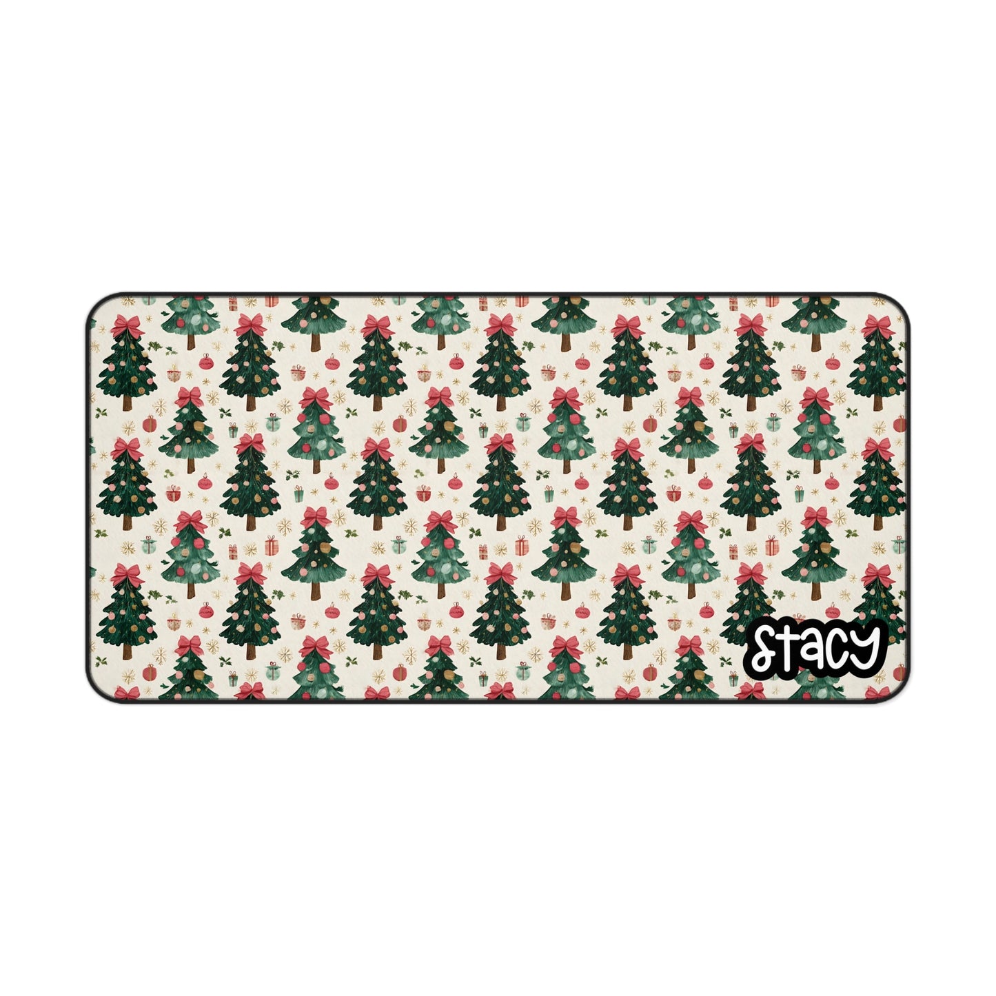 Cute Christmas Tree Desk Mat - Personalized Holiday Workspace Decor