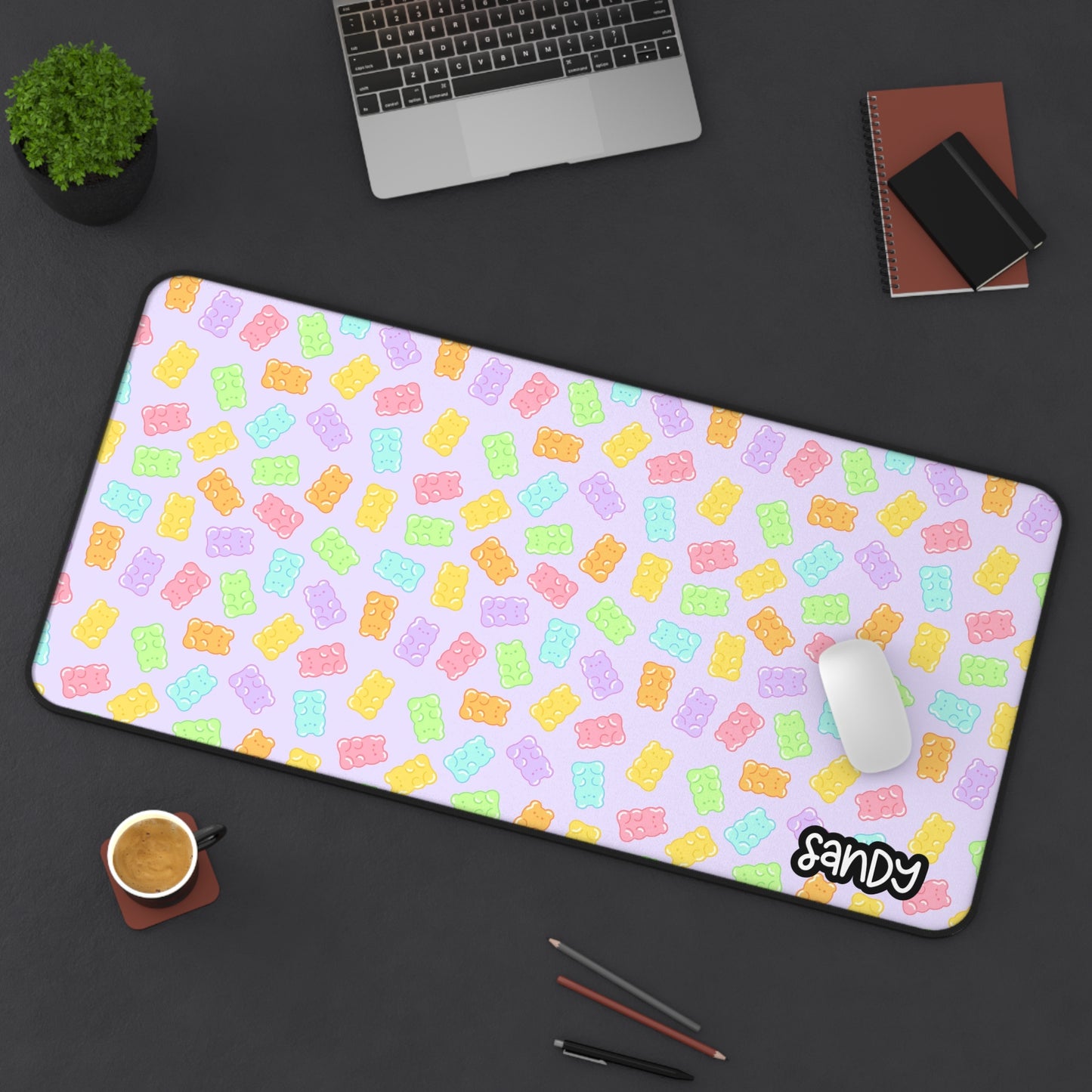 Pastel Gummy Bear Desk Mat (lavender) | Valentine Desk Mat | Cute Gaming Mousepad