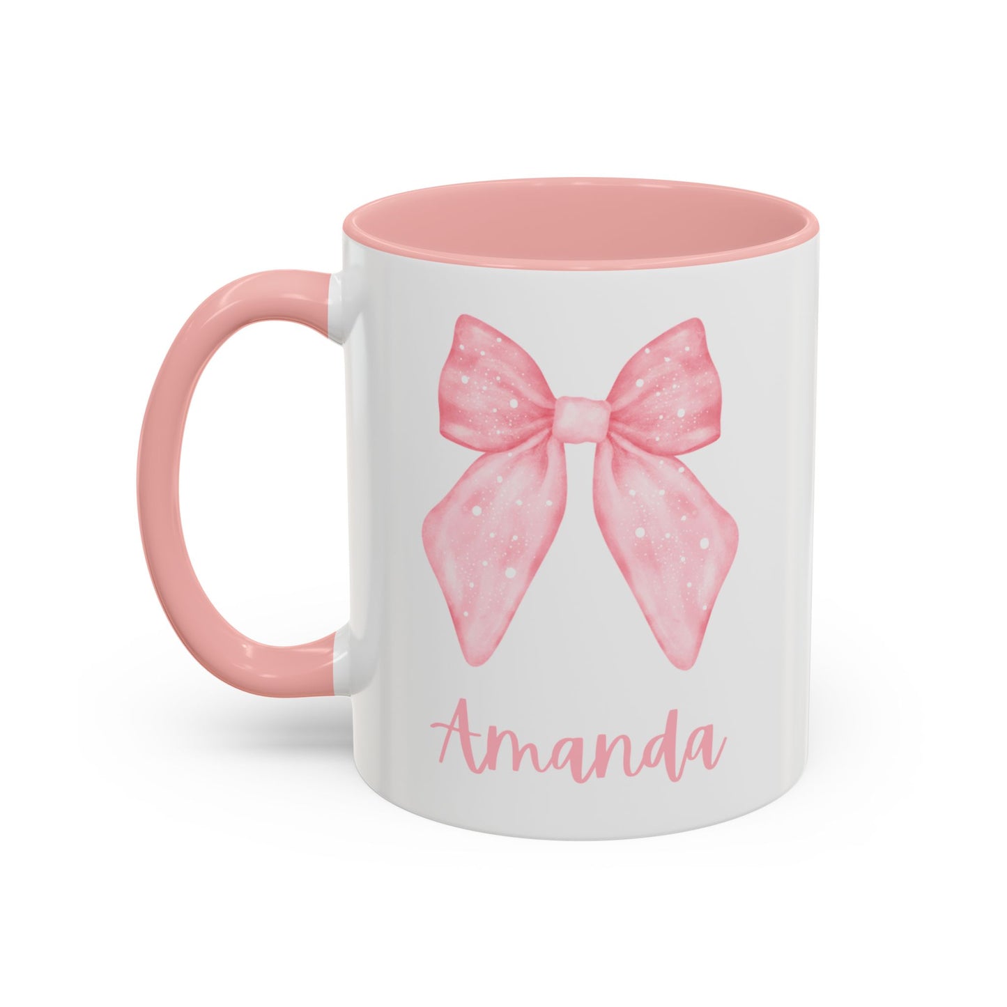 Personalized Coquette Pink Bow Coffee Mug (11oz) | Large Pink Bow Mug