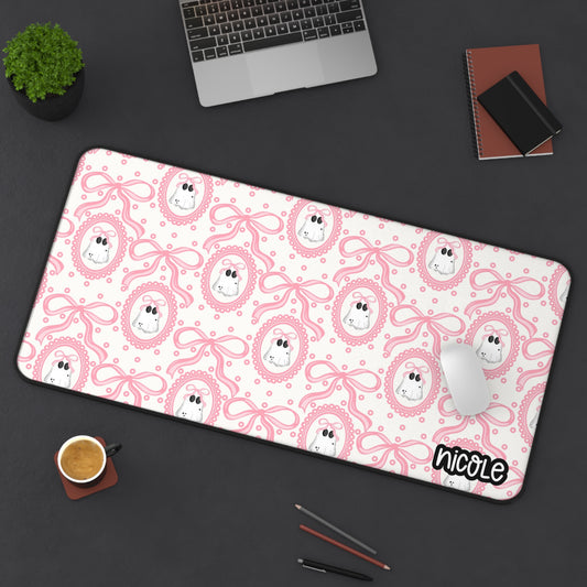 Pink Coquette Ghosty Desk Mat - Sweet Gift for Office Decor, Laptop, Gaming, Home Office, Easter, Spring