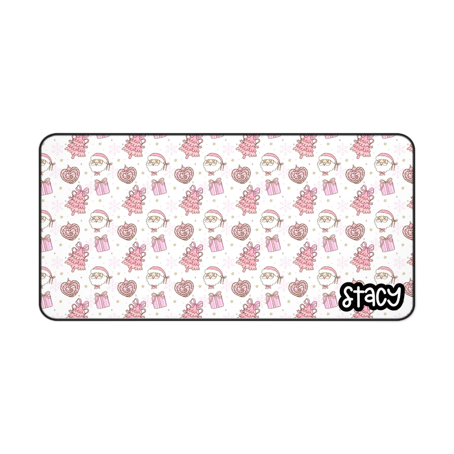 Pink Christmas Tree & Santa Themed Desk Mat