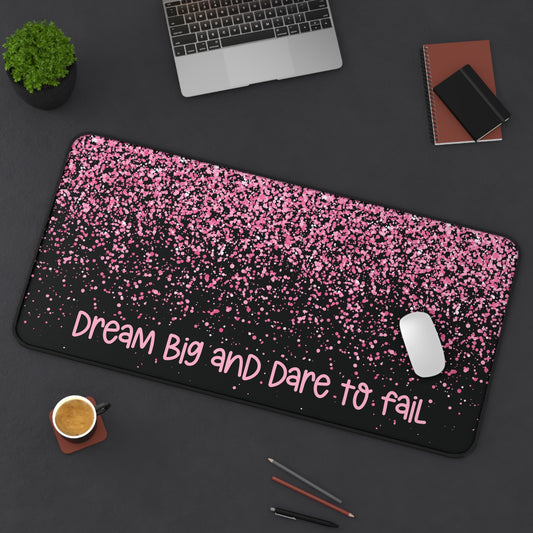 Motivational Quote Desk Mat | Pink Glitter Sparkle Desk Mat | Cute Desk Pads