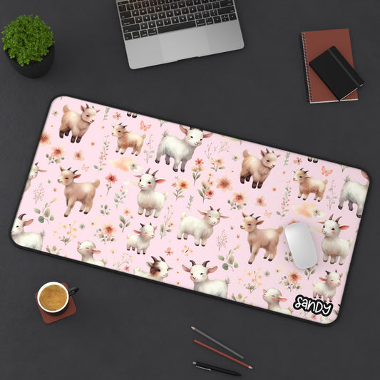 Pink Baby Goats Desk Mat — Cute Goats Mouse Pad