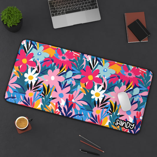 Wild Flowers Desk Mat — Colorful Garden Mouse Pad for Home Office