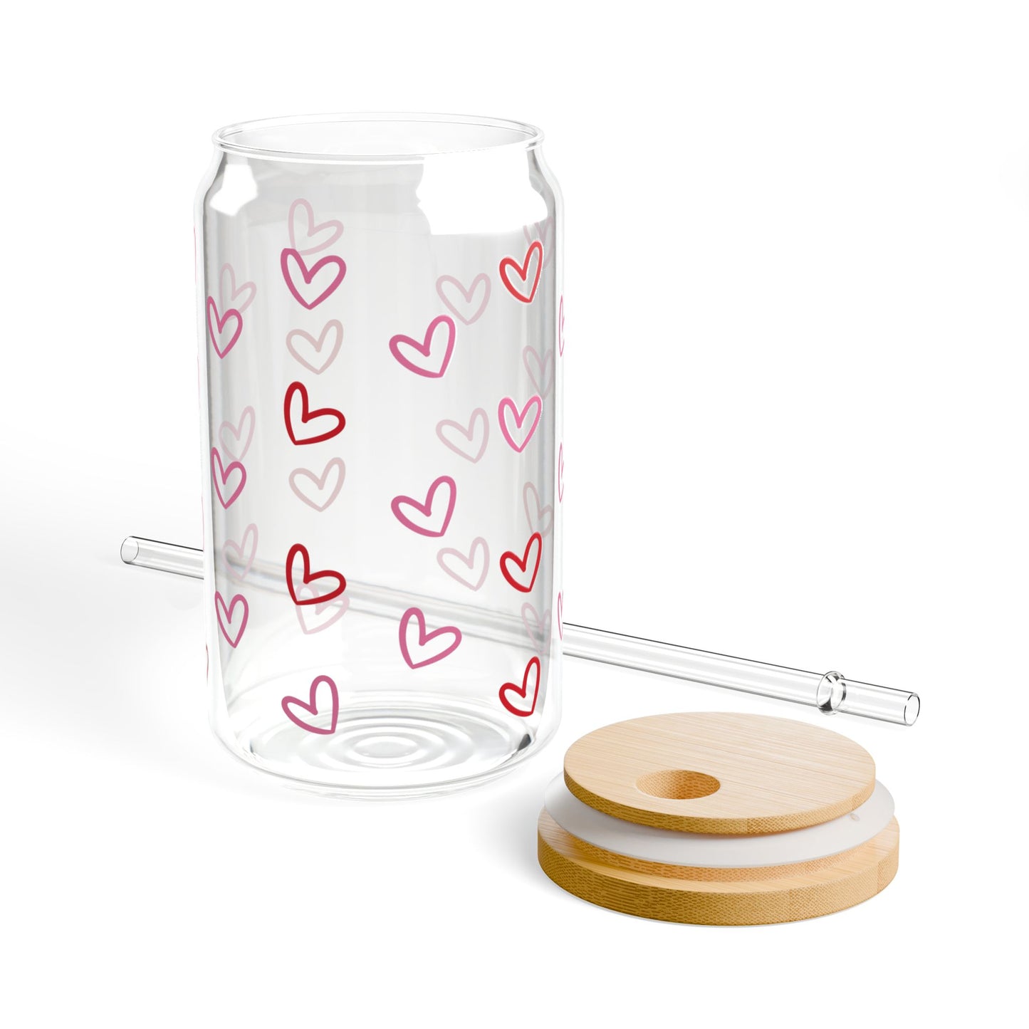 Valentine’s Glass Cup, 16oz | With Lid & Straw