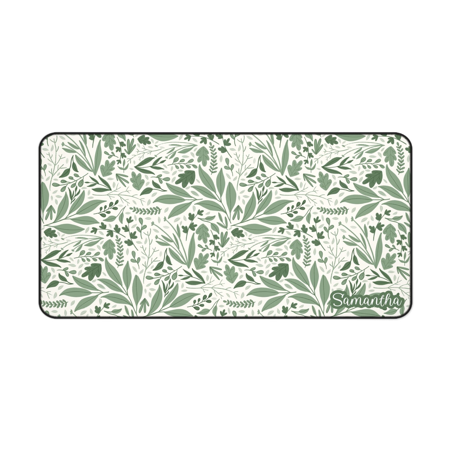 Green Botanical Desk Mat — Leaf Pattern Mouse Pad