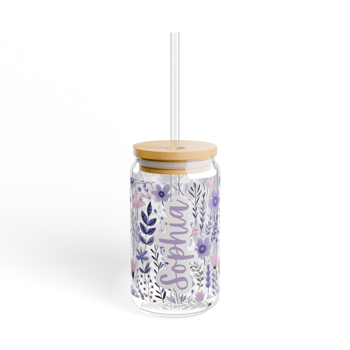 Personalized Glass Cup, 16oz | With Lid & Straw