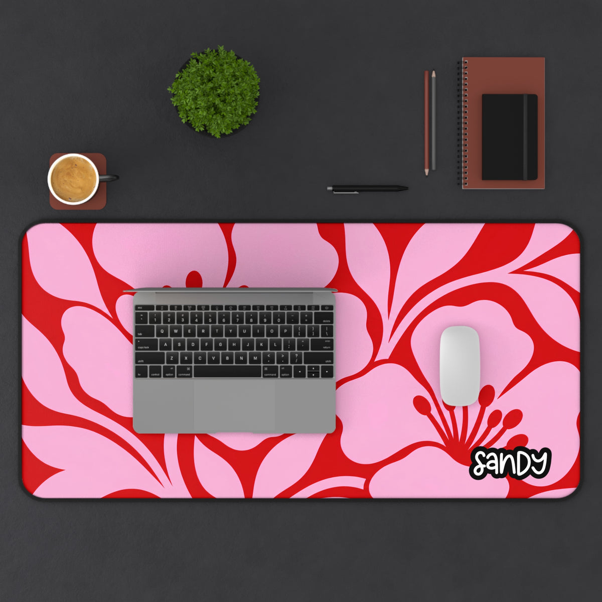 Floral Pink & Red Desk Mat
