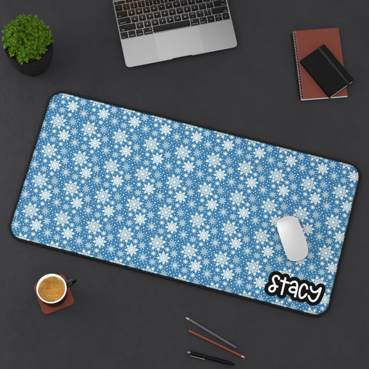 Blue & White Winter Wounderland Desk Mat
