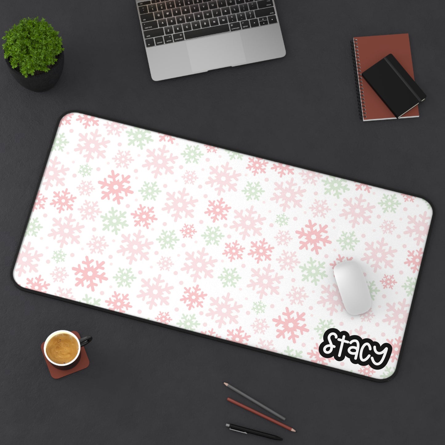 Personalized Winter Snowflake Desk Mat
